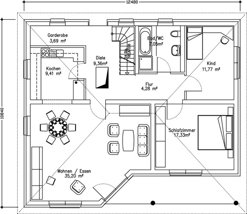 Bungalow Grundriss